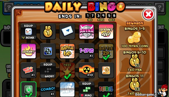 Daily Bingo in Tetris Battle