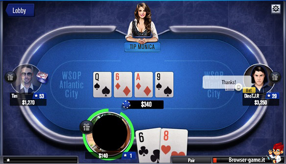 Tavolo e carte World Series of Poker